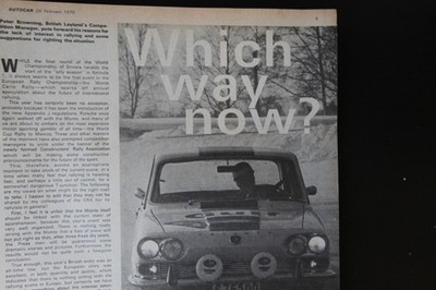 Original 1970 Autocar report: BLMC Peter Browning, rally future, Mazda 1200 test