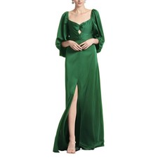 $795 NWT SACHIN & BABI Angelina Gown Emerald Green Maxi Dress Slit V-Neck SZ 2