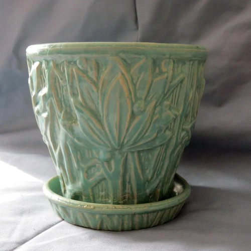 Vintage McCoy Green Glaze Art Pottery 6" Planter Pot 1920s-1940s