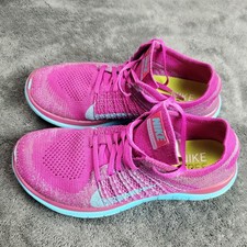 Nike Free 4.0 Flyknit Zapatos Mujer 9 Fucsia Rosa Azul Tenis 631050-501