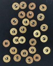 Vintage Militaires Equipment Two Hole Flat Buttons Thin Brass Lot Of 27