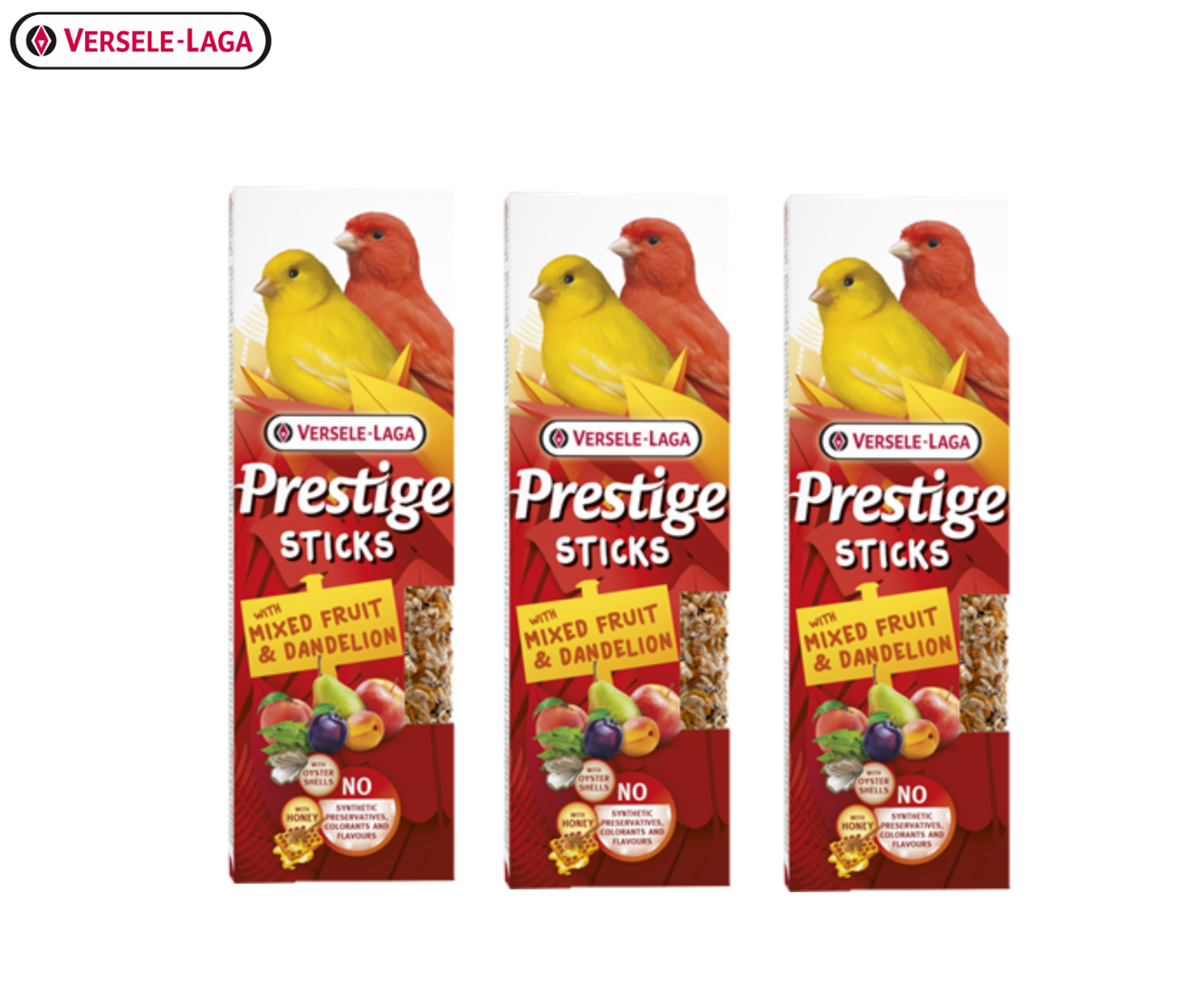 3X VERSELE-LAGA CANARY PRESTIGE STICKS MIXED FRUIT & DANDELION SMALL BIRD TREATS