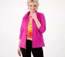 Sport Savvy Women Jacket Zip Front sz XS Seaming Details Fuchsia Pink A596112