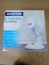 Status Desk Fan 9in Oscillating Portable Fan 2 Speed Adjustable White New