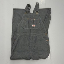 Vintage 90s Round House Hickory Stripe Workwear Denim Overalls 40x33 1990s