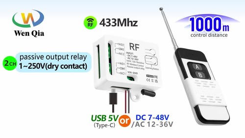 Universal Wireless Remote Control Switch 433MHz 5V 12V 24V 36V 48V Relay Module - Video 1 of 1