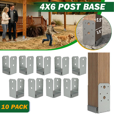 10PC 4x6 Concrete Post Base Post Anchor Brackets 1'' Standoff for Pavilion Porch