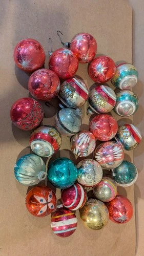 Vintage lot of 1960's Christmas Glass ornaments Shiny Brite USA and Poland