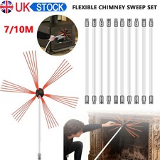 7-10M Chimney Sweep Set DIY Flue Sweeping Brush and Rod Kit Chimney Typhoon