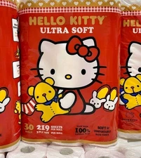 Hello Kitty Toilet Tissue Paper SEALED Package 30 Rolls 3 Ply 219 Sheets Sanrio 