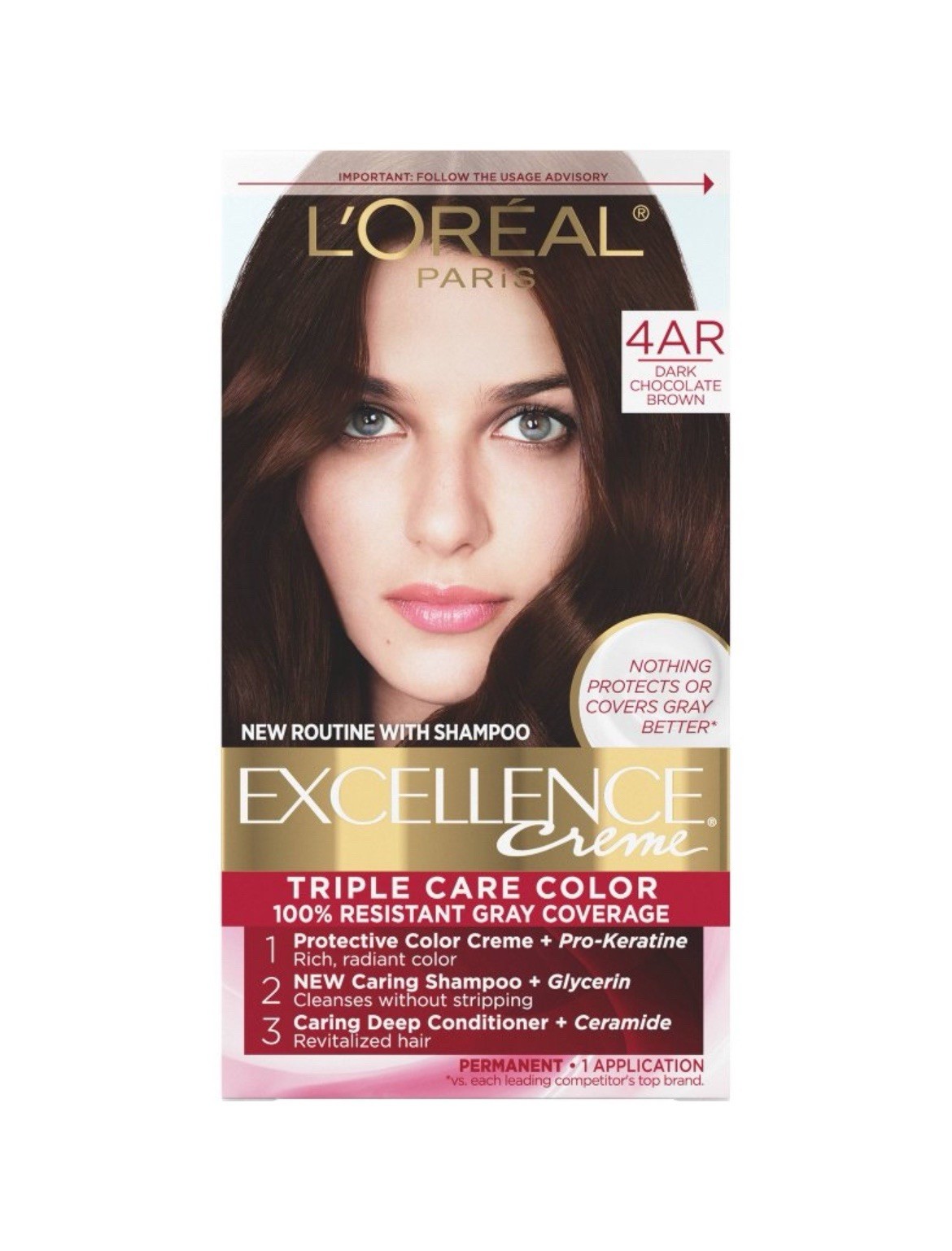 Loreal Paris Permanent Hair Color #4AR Dark Chocolate Brown 1 Pack