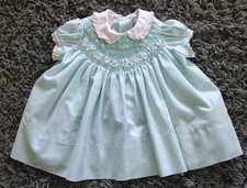 Polly Flinders Hand Smocked Infant Philippines Baby Dress Green- SPOTS-READ