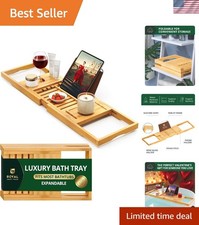 Eco-Friendly Bamboo Bathtub Tray Caddy - Foldable Secure for Your Essentials