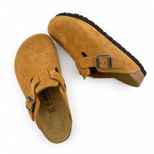 Birkenstock Stussy Boston Suede Leather Carame Clog Wide New