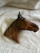 Vintage Antique  Ceramic  Horse Head Wall Plaque Hanging Pottery