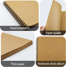 12x12 Inch Scrapbook Album 100 Pages, Hardcover Kraft Photo DIY Memory Book w...