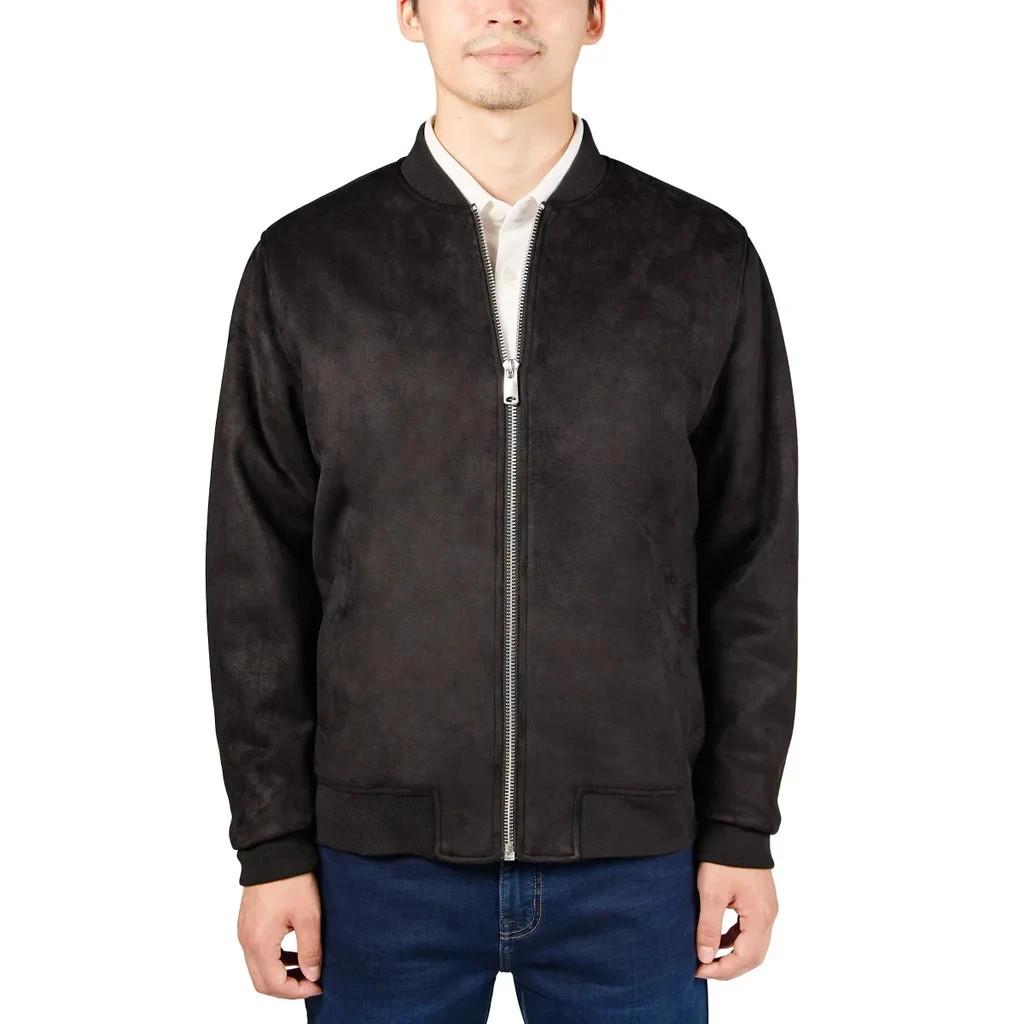 Infinity Mens Bomber Jacket  Faux Suede Stretch Pockets Lined Heavyweight L
