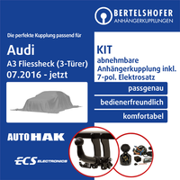 G.D.W. AnhäNgerkupplung Abnehmbar FüR Audi A3 Fliessheck (3-TüRer) Typ 8V Ahk