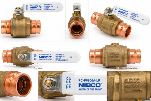 NIBCO PC-FP600A-LF 4" Press Ball Valve Lead-Free Copper Press x Press