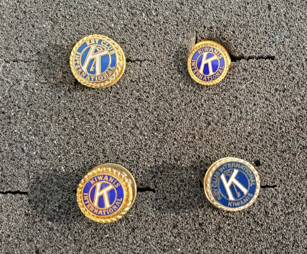 Lot Of 4 Kiwanis Key Club International Lapel Pins Collectible Gold Tone