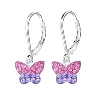 Schmetterling Ohrringe Brisur Silber 925 Kristall Kinder OhrhäNger Damen MäDchen