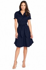 Cynthia Steffe Maya Belted Shirt Midi Dress Navy Blue Tie Waist Size 10