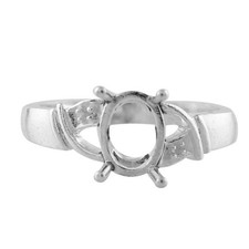 6x8MM Oval Shape Semi Mount Ring Three Stone Women Ring 925 Sterling Silver