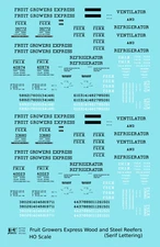 K4 HO Scale Decals Fruit Growers Express 40 Ft Reefer Black Serif