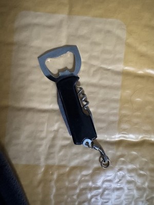 Multi-tool corkscrew, bottle opener, & knife keychain