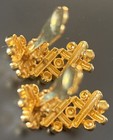 Vintage Gold Tone Beads And White Enamel X’s Clip Earrings  — photo 5