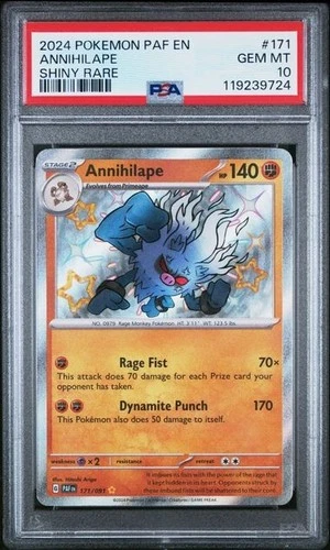 2024 POKEMON PAF EN-PALDEAN FATES #171 ANNIHILAPE SHINY RARE  PSA 10