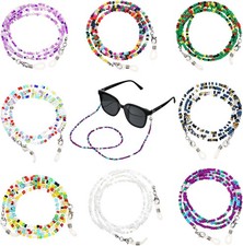 8 PCS Beaded Eyeglass Chains for Women, Colorful Acrylic  Wire Glasses...
