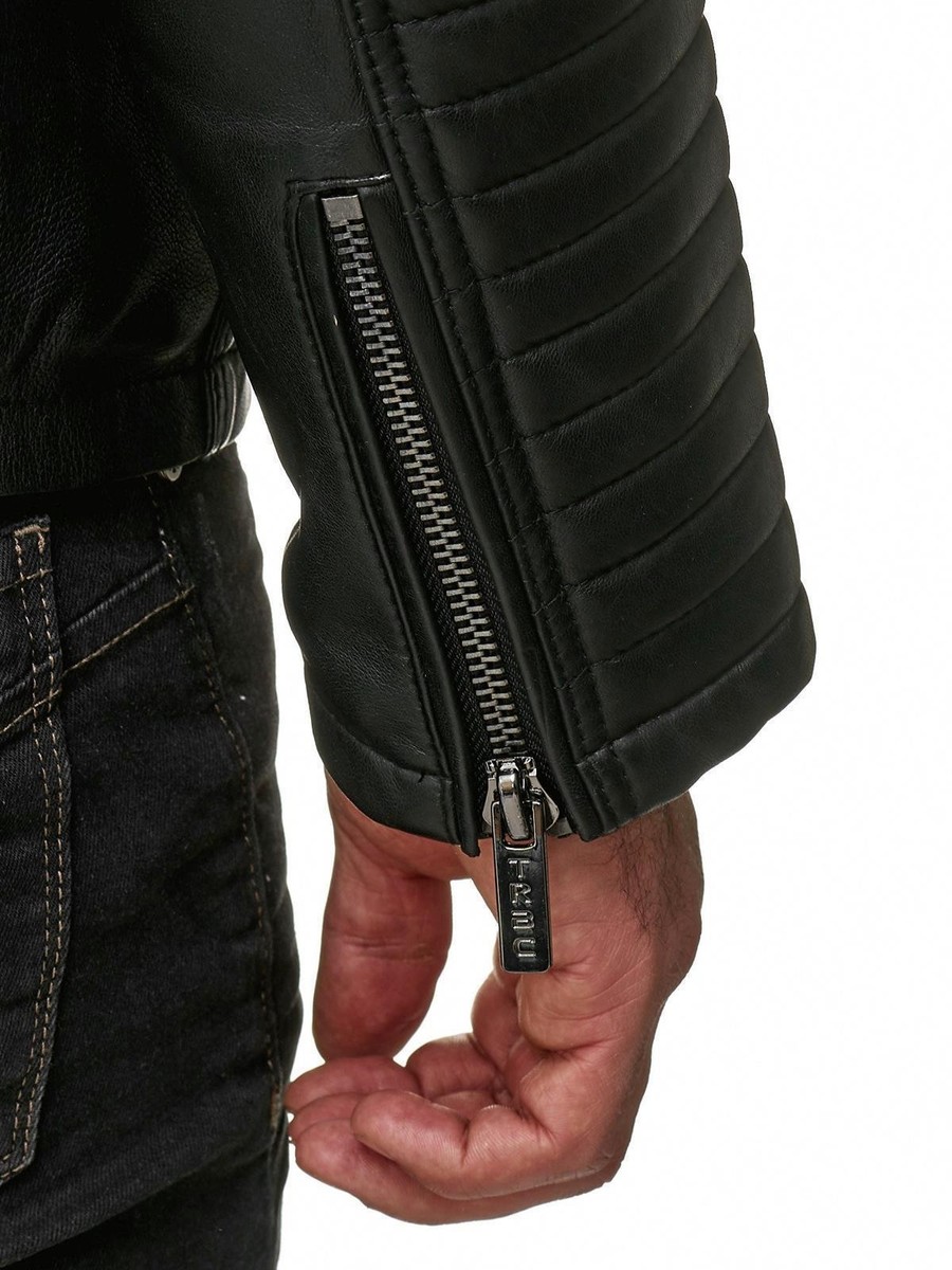 Redbridge Men's Faux Leather Biker Jacket - Red Transition Jacket, Regular Fit (M6028 R)