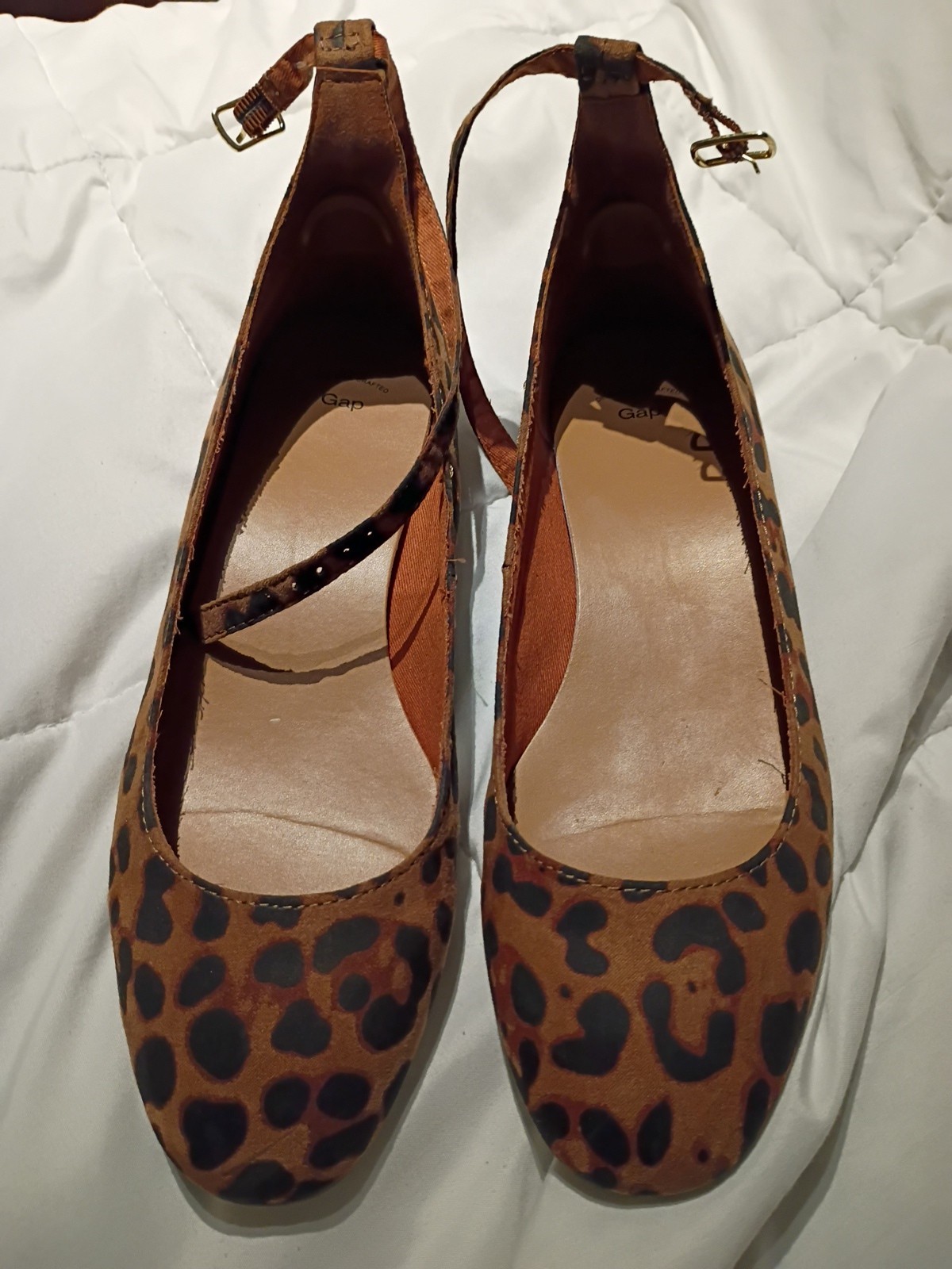 Gap Leopard Flats With Ankle Strap Size 8