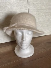 VTG Strawbridge & Clothier Cream 100% Wool Downtown Abbey Style Cloche Hat Italy