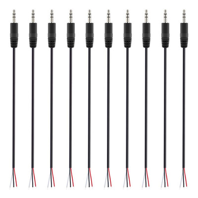 10-Pack 3.5Mm 1/8'' to Speaker Wire TRS Stereo Male Plug to Bare Wire Pigtail 3.5