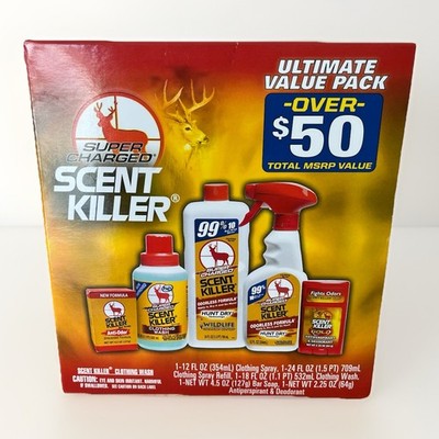 Supercharged Scent Killer Value Pack New In Box Hunting Outdoors Deer Soap Spray