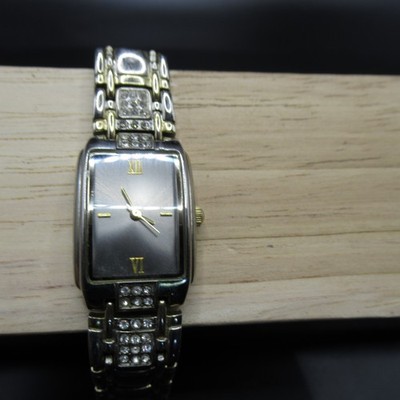Allude Women's Two-Tone Rhinestone Quartz Watch Rectangular Dial FMDAL397
