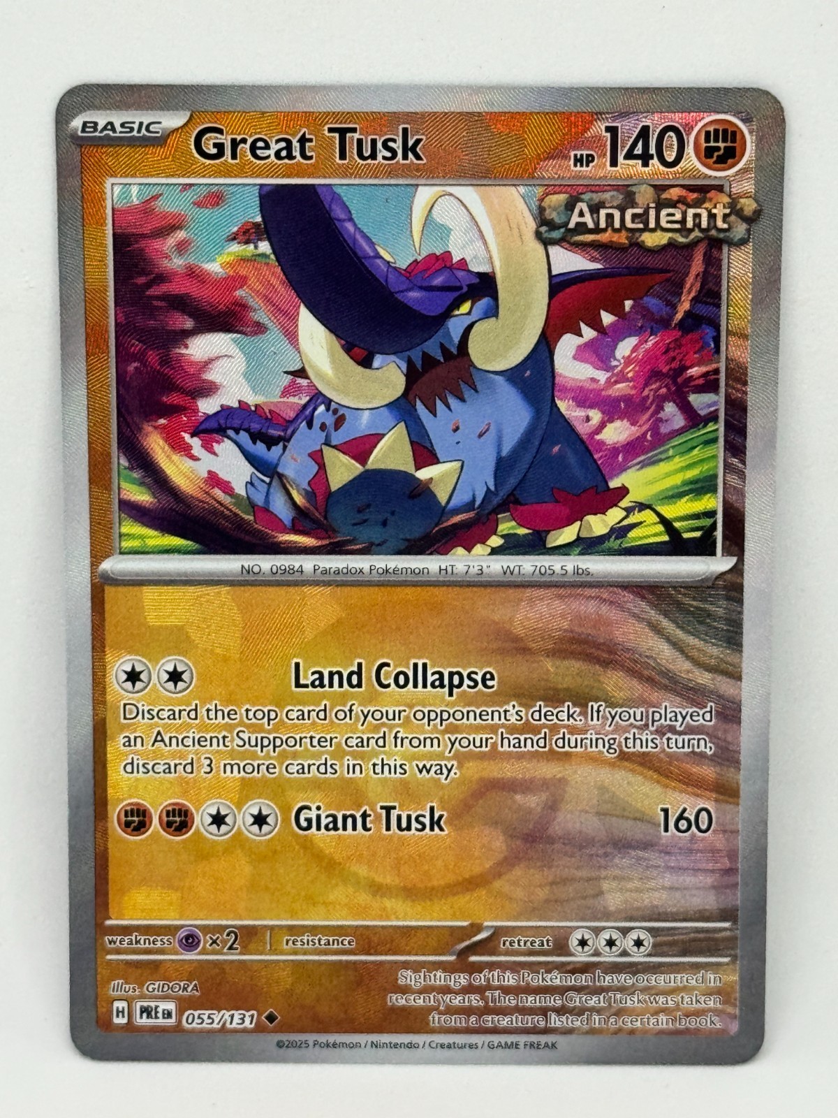 Pokemon TCG Great Tusk (Poke Ball Pattern) 055/131 Sv: Prismatic Evolutions NM