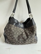   Coach Zoe Signature Hobo Bag Black Leather Canvas F57612