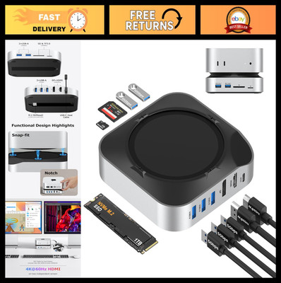 Mac Mini M4 Docking Station with NVMe SSD Enclosure, Dual Monitor 4K60Hz, 6-Port