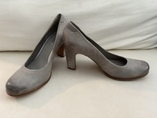 ECCO Womens Pumps Closed Round Toe High Heels 3" Leather Pump Shoes Grey Size 39