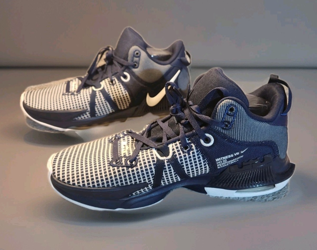 Nike LeBron Witness VII 7 White/Blue Basketball Sneakers 