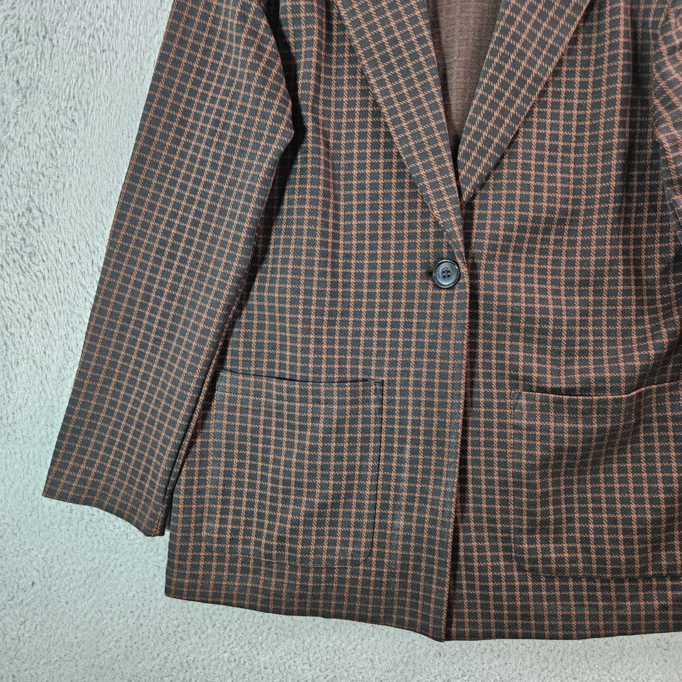 Jaqueta Sanctuary Boyfriend Blazer Xadrez Feminina Pequena Marrom Preta Xadrez - Imagem 2 de 4