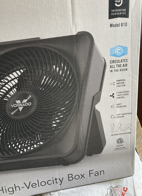 Vornado 810 High Velocity Box Fan, 5 Speeds, Adjustable Tilt, Black