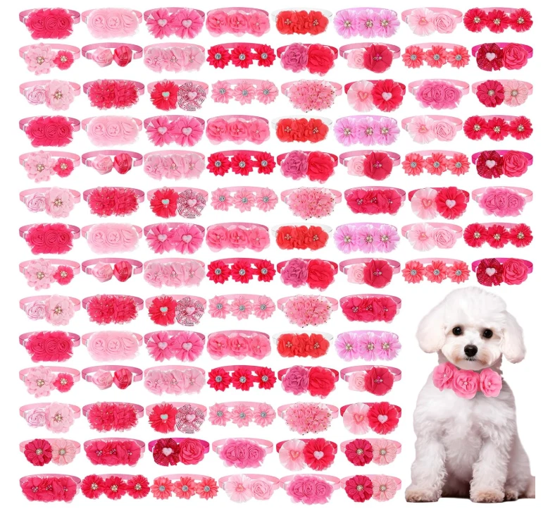 100 Pcs Pink Dog Collar Flowers Bows Dog Grooming Collar Bulk Adjustable Pet ...
Opens in a new wind
