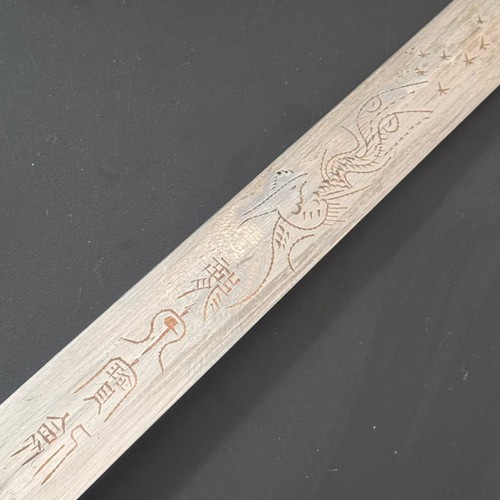 Antique Vietnam Decorated Long Dagger Knife With An Engraved Decorative Blade - Picture 8 of 14