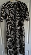 Mango Suit Women’s Zebra Print  Dress Beige Black Sz XS Long Belt Missing V neck