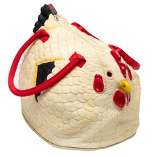 SCS Direct Large The Original Rubber Hen Chicken Purse with Top Large, White