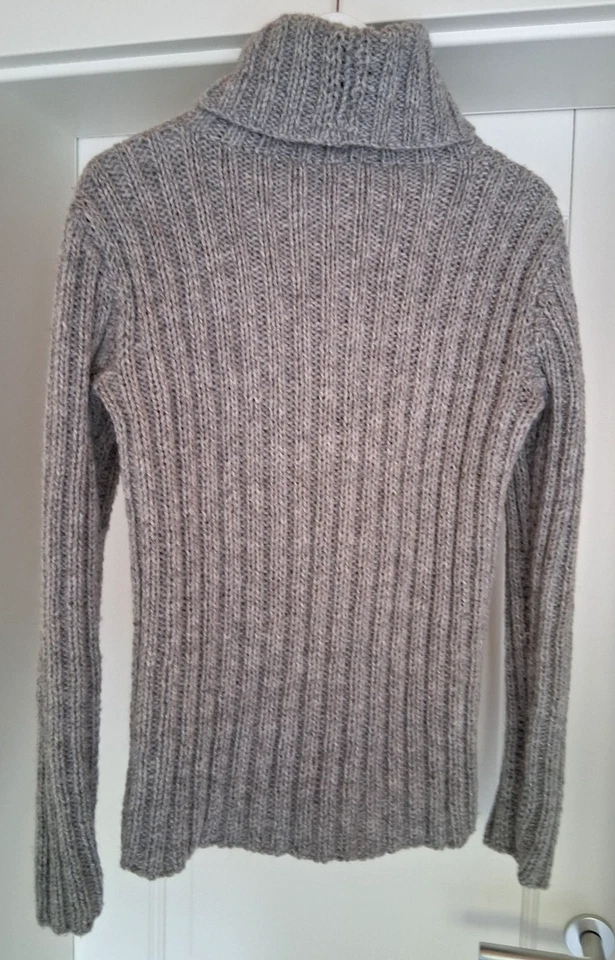 handmade * grauer Rollkragenpullover Gr. 38 * Grobstrick * ca. 70% Wollanteil - Bild 2 von 4